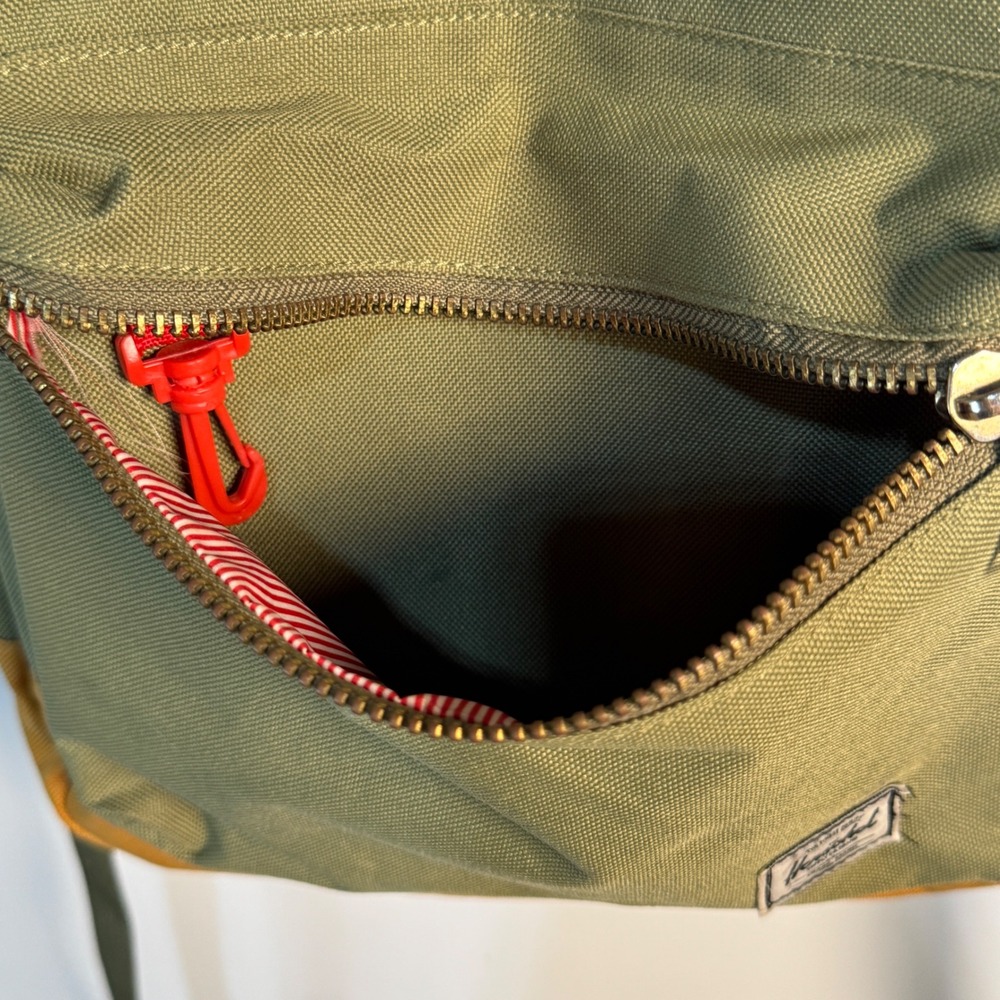 Herschel Supply Co Heritage Backpack Olive Green Mustard Yellow Colorblock Bag - Picture 5 of 9